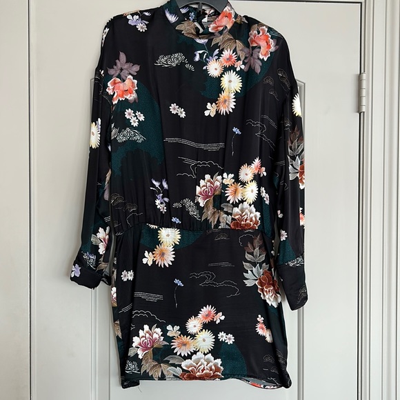 Zara Dresses Zara Black Floral Long Sleeve Dresstunic Top Poshmark